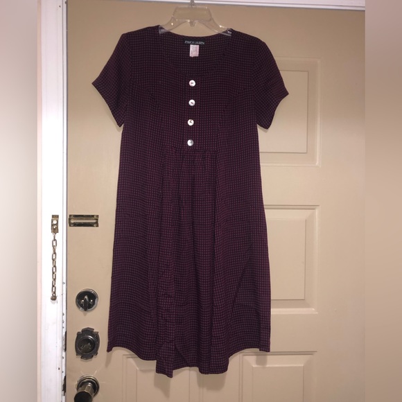 Vintage Jessica Lauren Maroon/ Black Gingham Dress - Picture 3 of 4